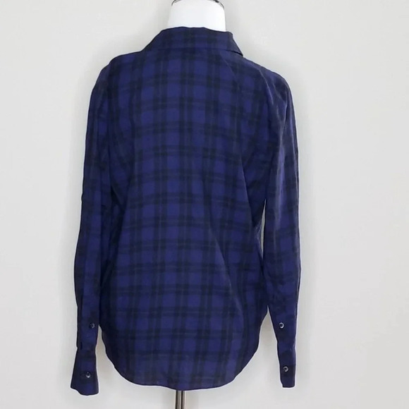 Madewell Blue Plaid Wrap Front Shirt XXS - Picture 4 of 6